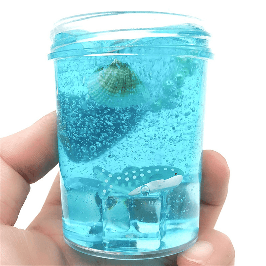 80ML Clear Crystal Slime with Shell Shark Decompression Mud DIY Gift Toy Stress Reliever - Trendha