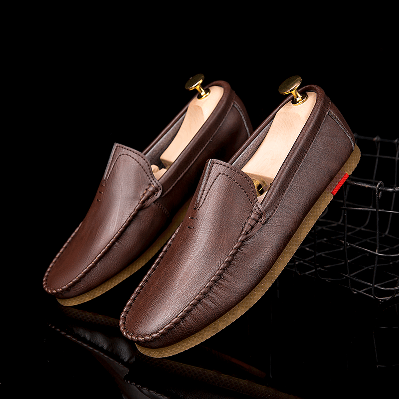 Men Microfiber Breathable Comfy Bottom Slip on Driving Casual Leather Loafers Shoes - Trendha