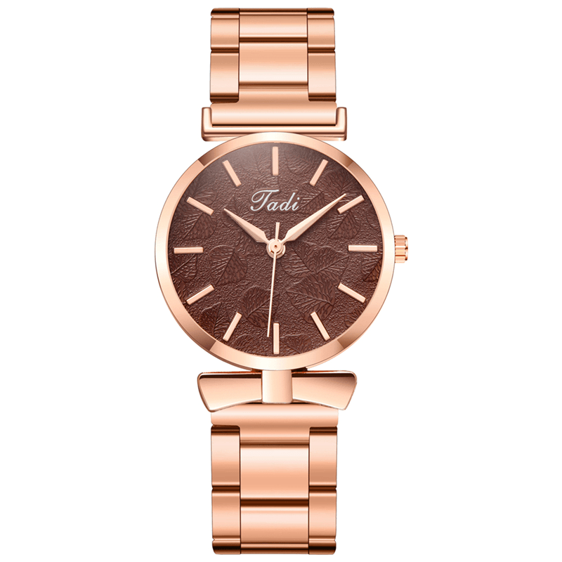Deffrun Elegant Design No Number Dial Casual Ladies Wrist Watch Rose Gold Case Full Alloy Quartz Watch - Trendha