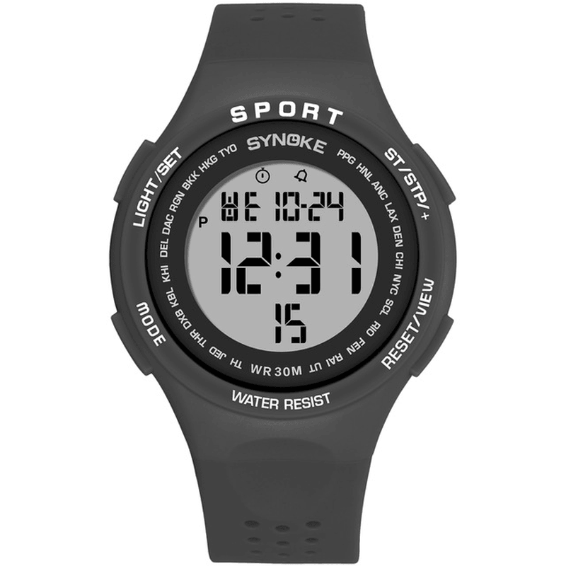 SYNOKE 9616 EL Display Silicone Strap Sport Watch 3ATM Waterproof Alarm Student Digital Watch - Trendha