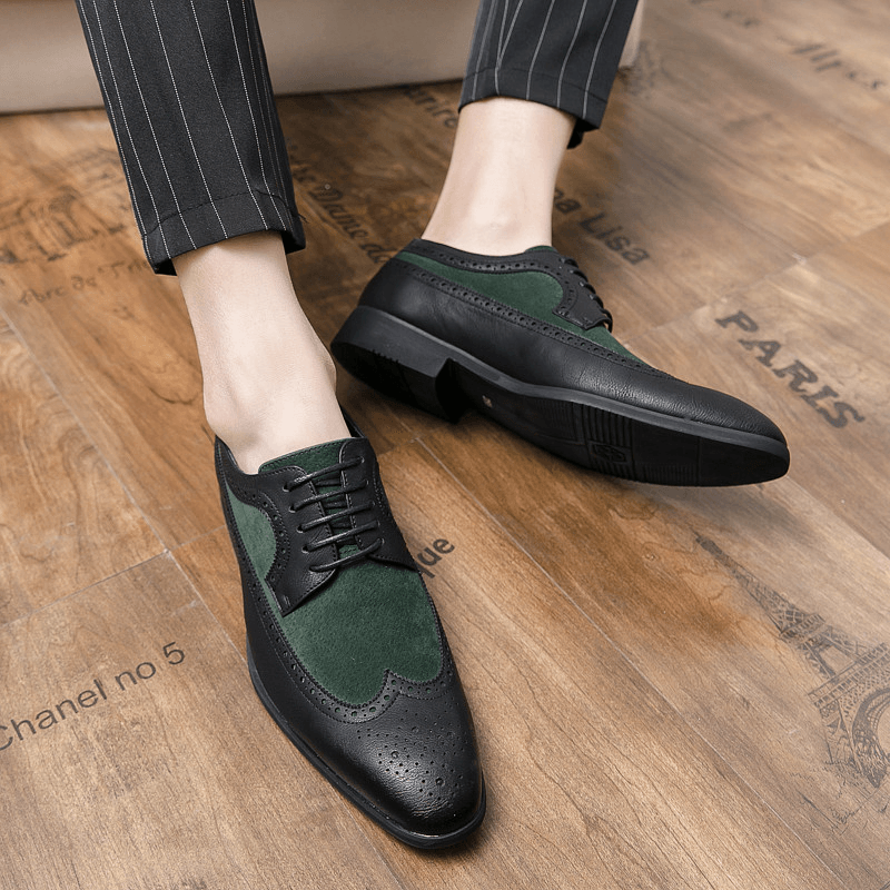 Mencio Men Retro Large Size Lace-Up Pointed Toe Formal Dress Shoes - Trendha