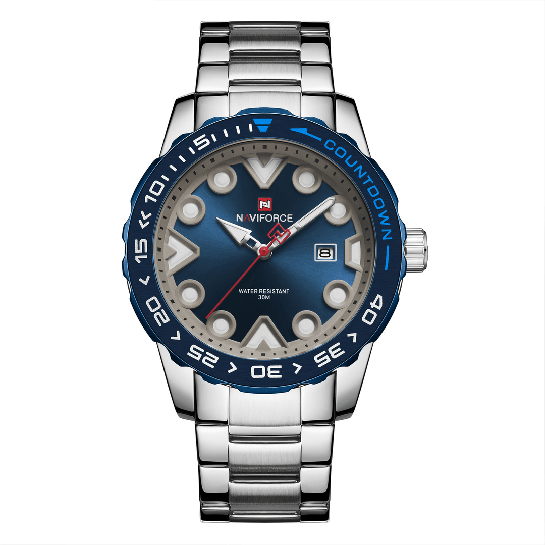 NAVIFORCE 9178 Full Steel Luminous Display Men Wrist Watch Date Display Quartz Watches - Trendha