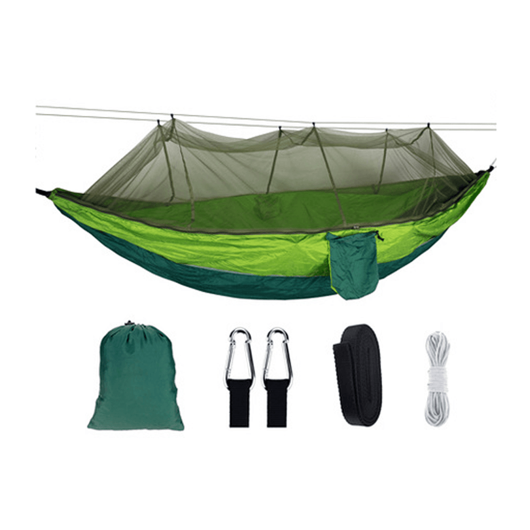260X140Cm Double Outdoor Travel Camping Hanging Hammock Bed W/ Mosquito Net Kit - Trendha