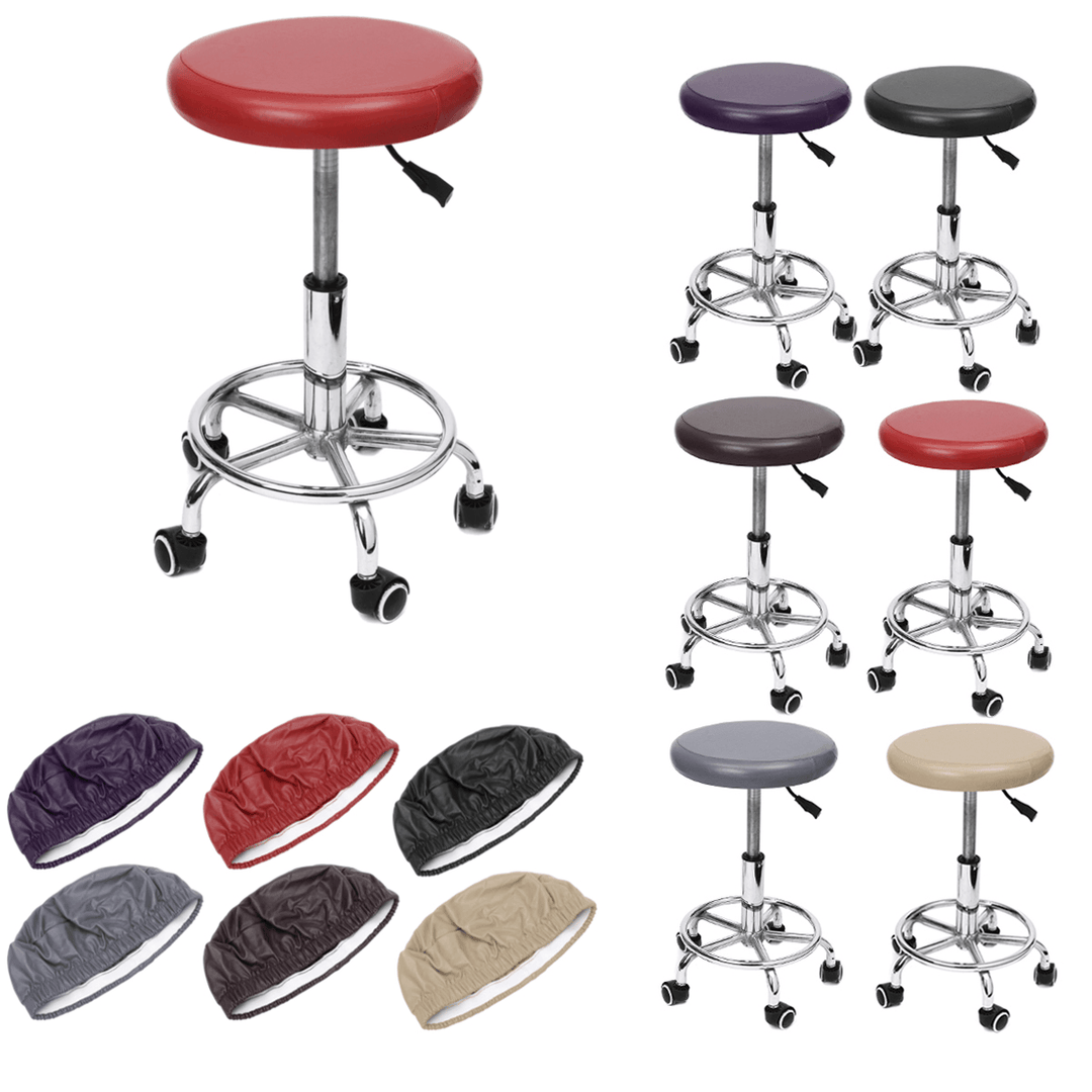 Round Chair Covers Elastic Leather Dustproof Bar Stool Seat Slipcover - Trendha