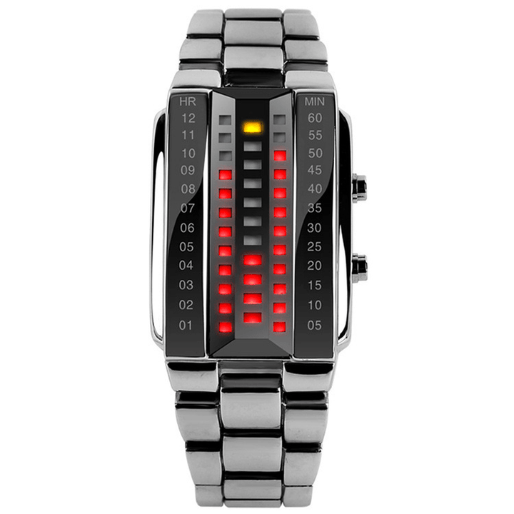 SKMEI 1013 Creative Couple LED Display Watch with Full Steel Band - Trendha