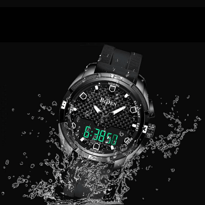 BIDEN 0139 LED Digital Watch Waterproof Sport Style Silicone Watch Band Men Wrist Watch - Trendha