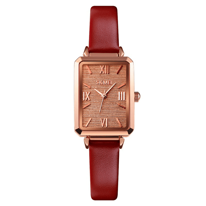 SKMEI 1706 Textured Dial Ultra Thin Ladies Wrist Watch Fashionable Leather Band Quartz Watch - Trendha