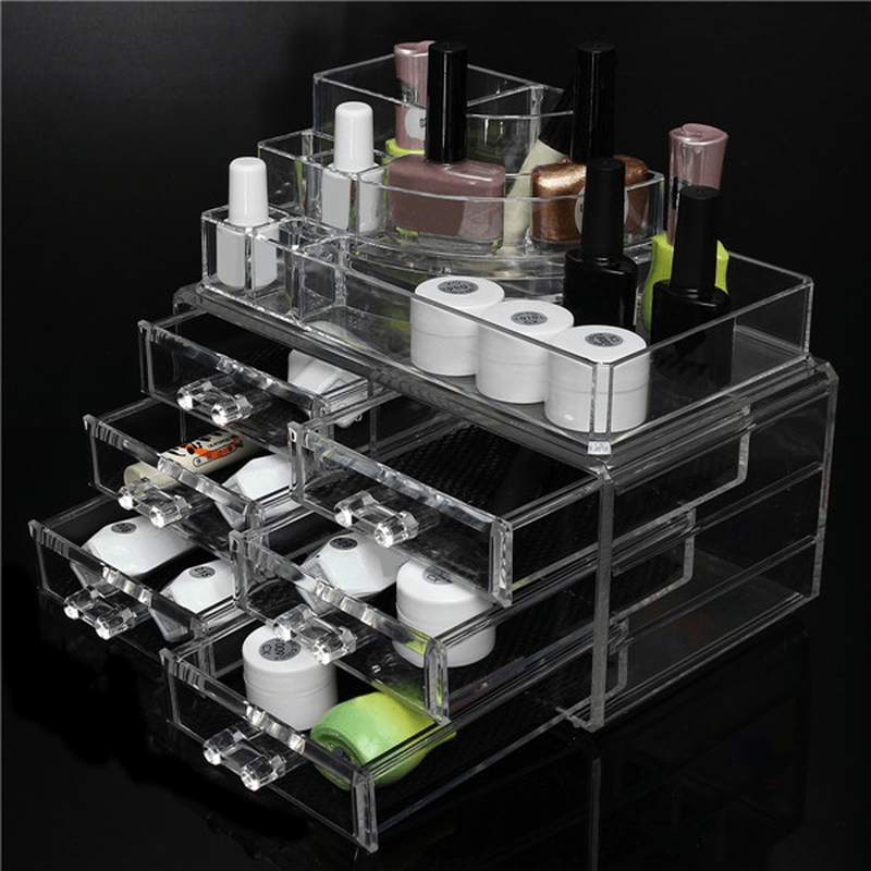6 Drawer Clear Acrylic Make up Organizer Drawers Cosmetic Display Holder Case Storage 2 Layer - Trendha