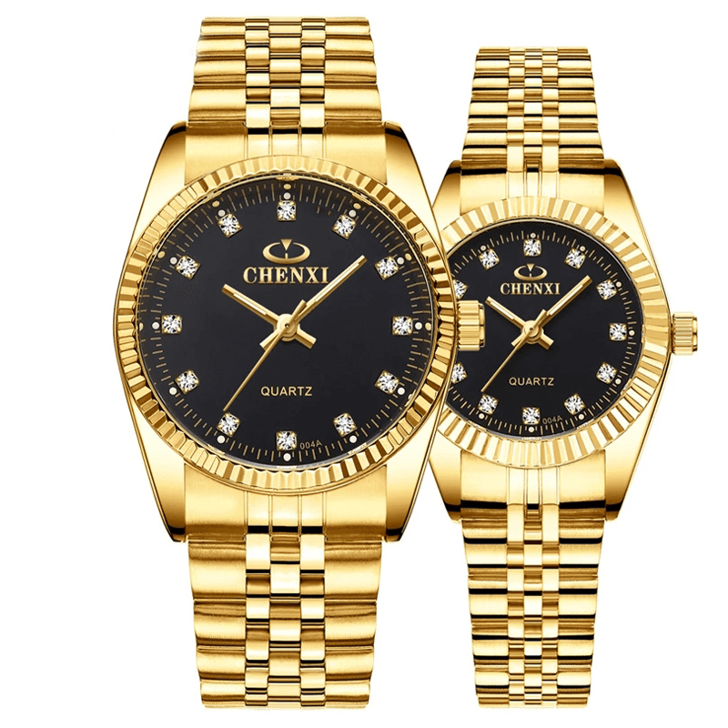 CHENXI CX-004A Fashion Men Women Quartz Watch Simple Waterproof Stainless Steel Strap Couple Watch - Trendha