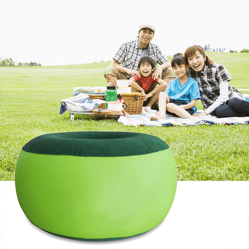 Portable Inflatable Chair Outdoor Plush Pneumatic Stool Bean Bag round Shape Home Furniture - Trendha