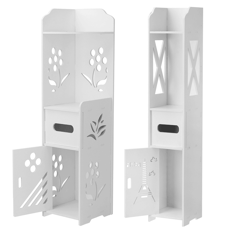 Bathroom Toilet Storage Cabinet Organizer Standing Rack Bedroom Cupboard Holder - White - Trendha