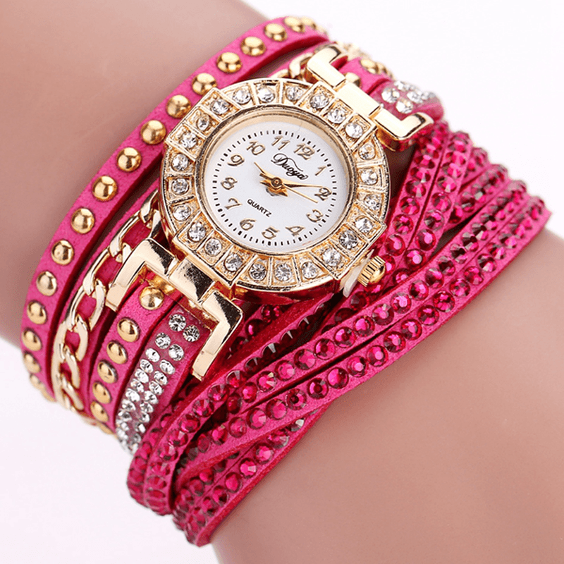 DUOYA Luxury Nation Style Crystal Gold Bracelet Watch Ladies Vintage Quartz Wirstwatches - Trendha