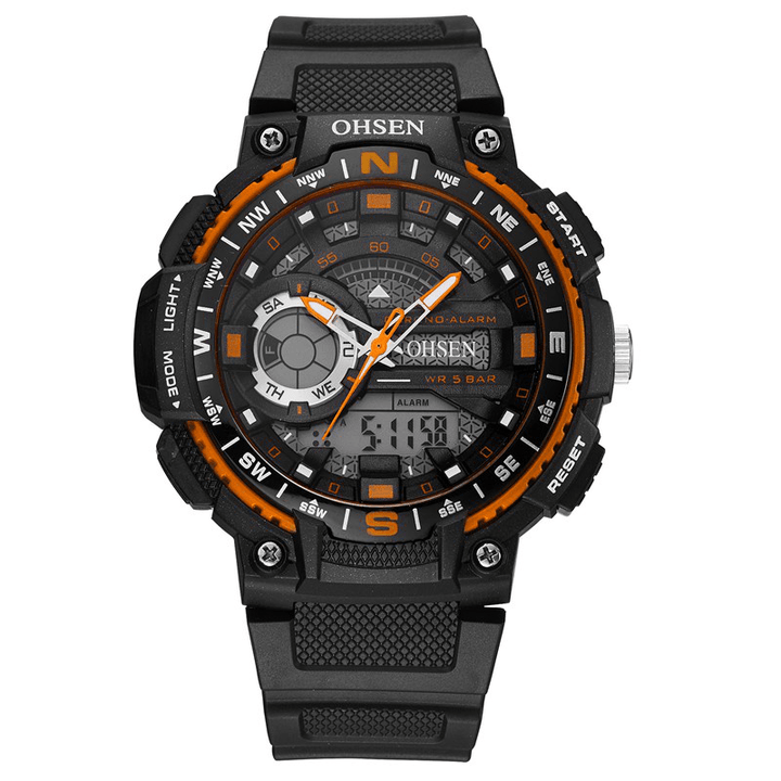 OHSEN AD1705 Digital Watch Dual Display Multifunction LED Sport Swimming Men Watch - Trendha