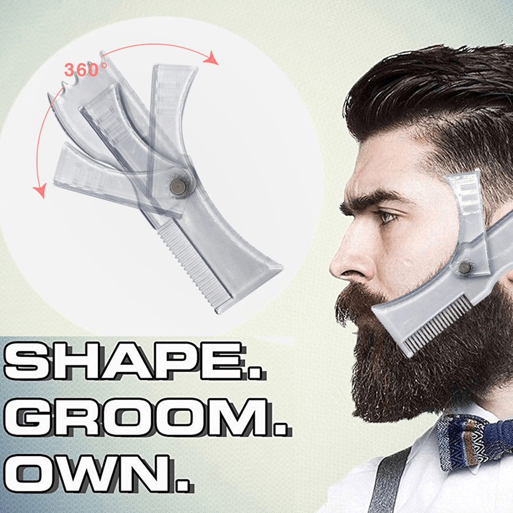 New Beard Shaping Tool Trimming Shaper Template Comb Transparent Men'S Beards Combs Beauty Tool for Hair Beard Trim Templates - Trendha