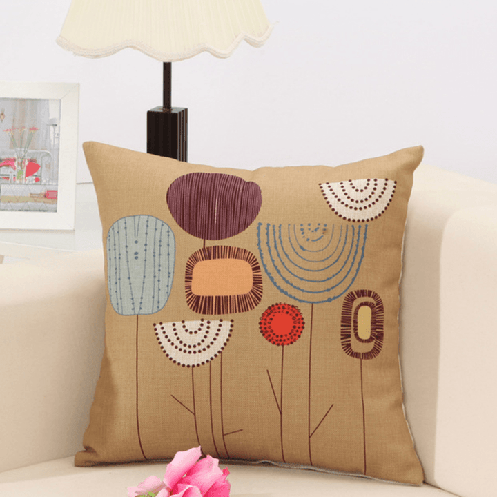 Concise Style Flower Pattern Decoration Cushion Cover Square Linen Pillow Case - Trendha