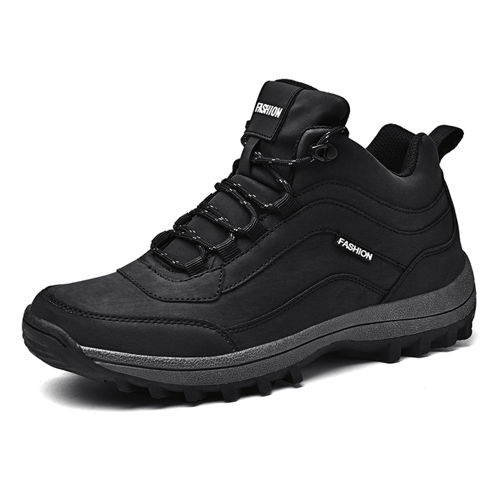Men Microfiber Leather Anti-Collision Toe Non Slip Outdoor Hiking Boots - Trendha
