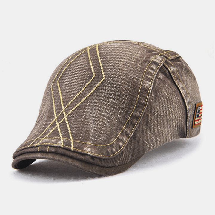 Unisex Double Embroidery Thread Diamond Grid Ivy Cap Adjustable Casual Twill Cap Beret Cap Flat Hat - Trendha