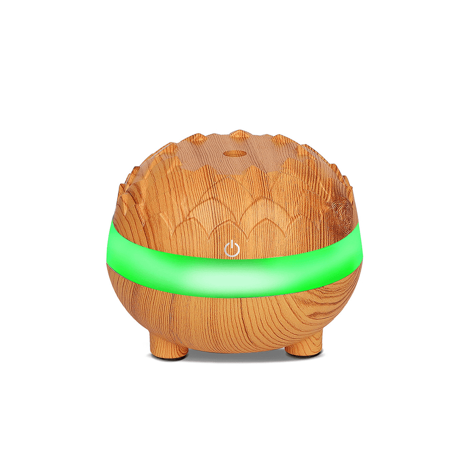 300Ml Wood Grain Ultrasonic Air Humidifier Quiet Air Purifier Essential Oil Diffuser with 7 Colors LED Lights - Trendha