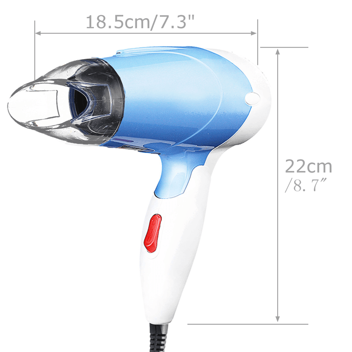 AC220V 1000W Folding Mini Hair Dryer Foldable Portable Convenient 2 Speed Soft Wind & Strong Wind - Trendha