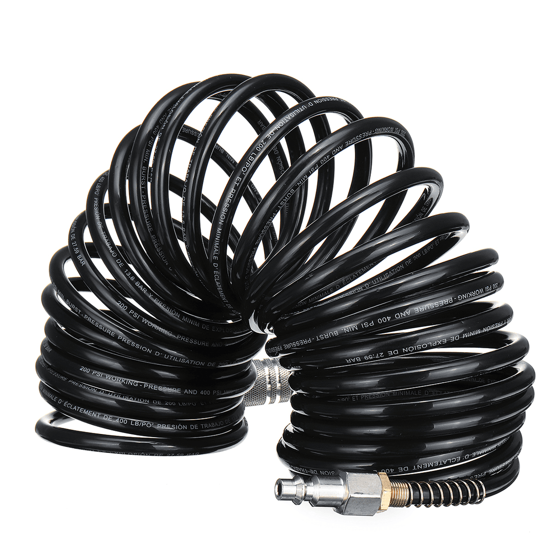 25FT Air Hose Fittings Recoil Pneumatic Airline Compressor 200PSI Quick Coupler - Trendha