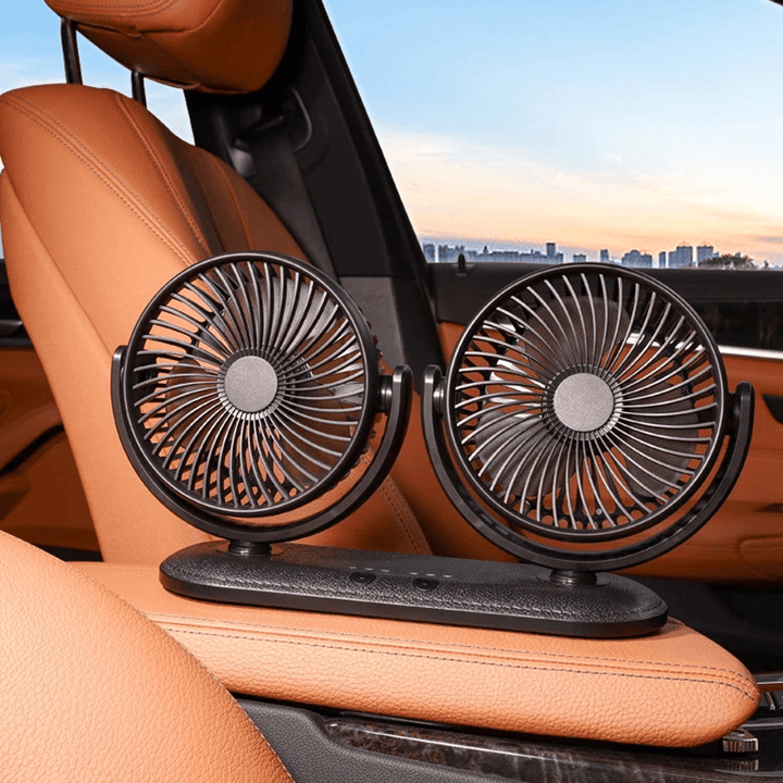 12/24V Portable Mini Car Fan Dual Head 360 Degree All-Round Adjustable Auto Air Cooling Usb Fans Quiet Small Desktop Fan - Trendha