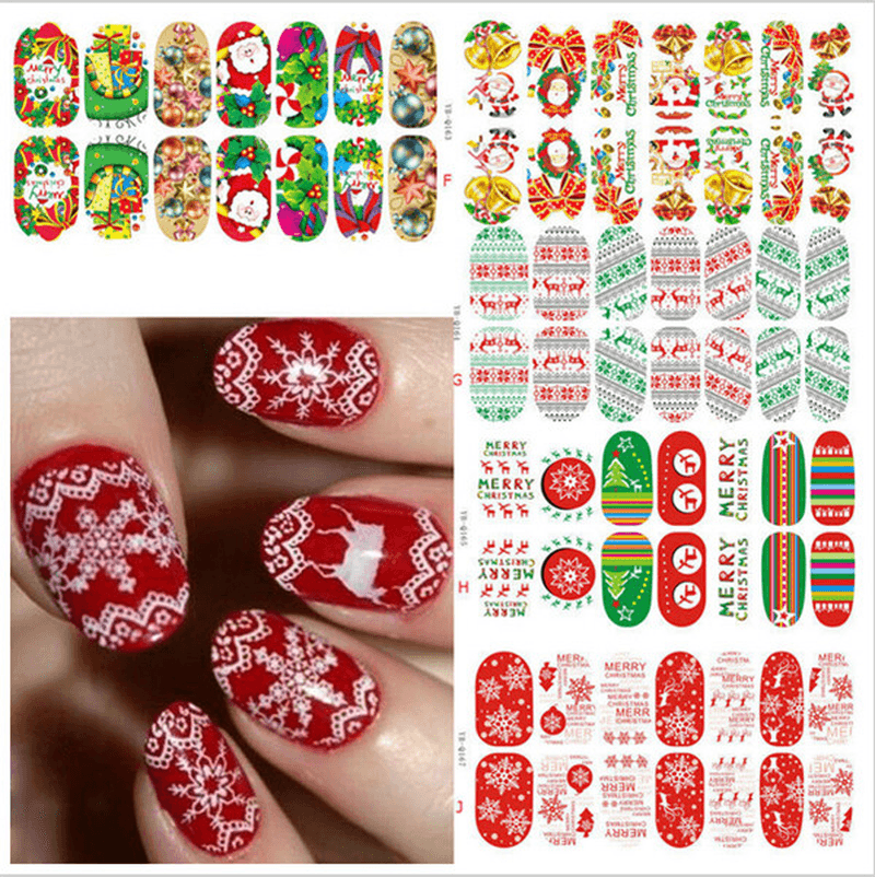 Christmas Nail Art Decoration Transfer Manicure Tips Decal Stickers - Trendha