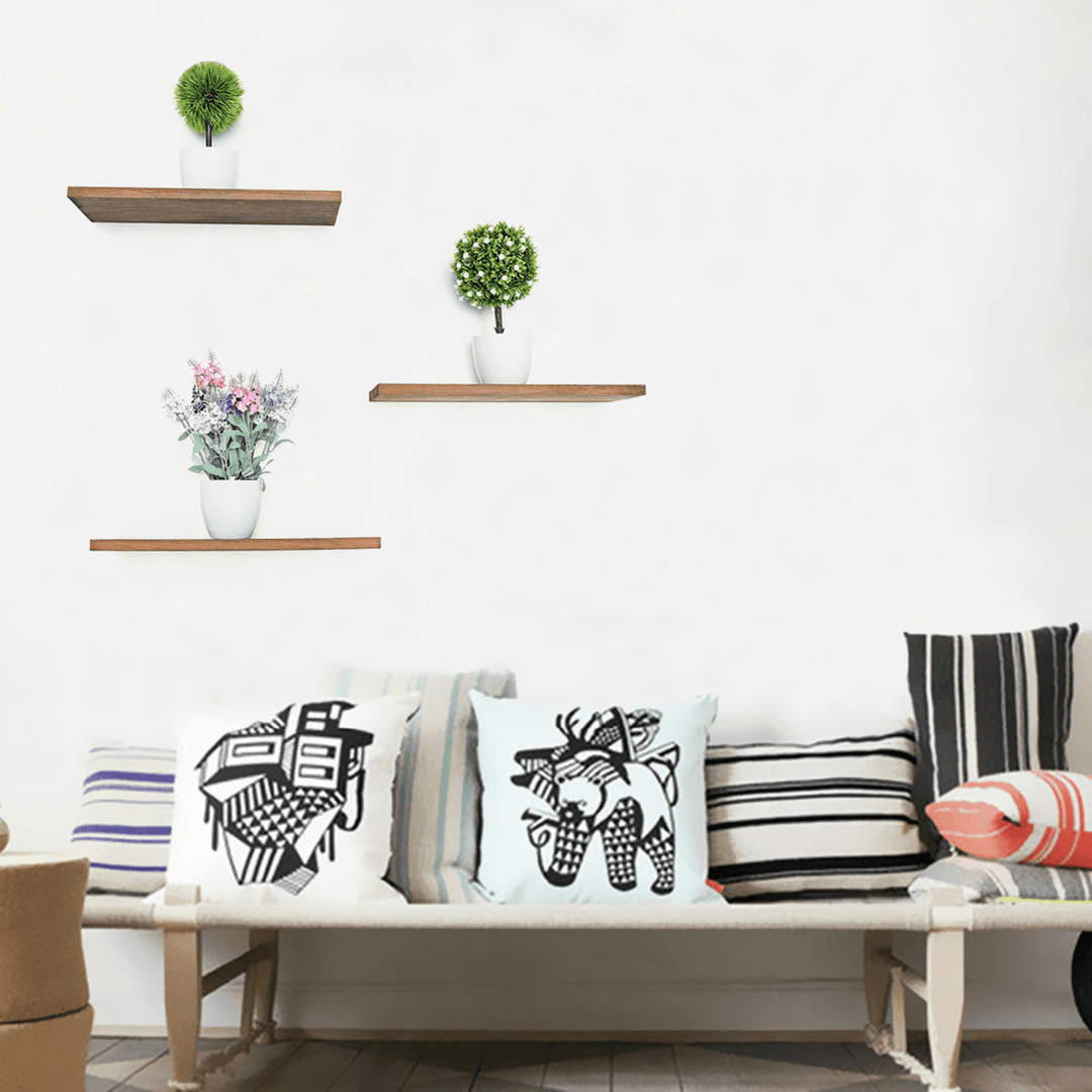 3 Pcs/Set Wooden Wall Shelves Storage Racks Plants Holder Organizer Storage Shelf Bookshelf Home Decoration - Trendha