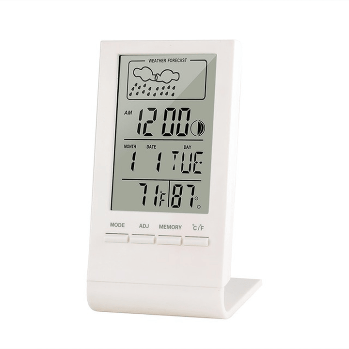 Mini Thermometer Hygrometer Gauge Indicator Automatic Electronic Temperature Humidity Monitor Weather Station Alarm Clock Indoor - Trendha