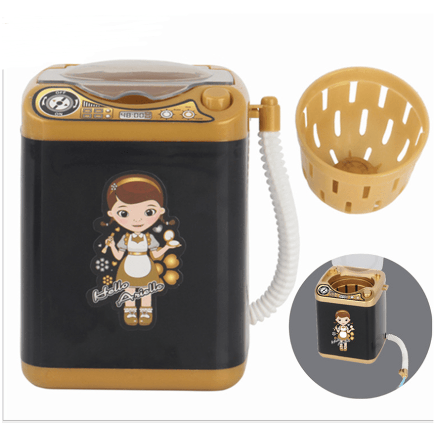 Black Simulation Electric Mini Washing Machine Washable and Dehydrated Play Children'S Indoor Toys - Trendha