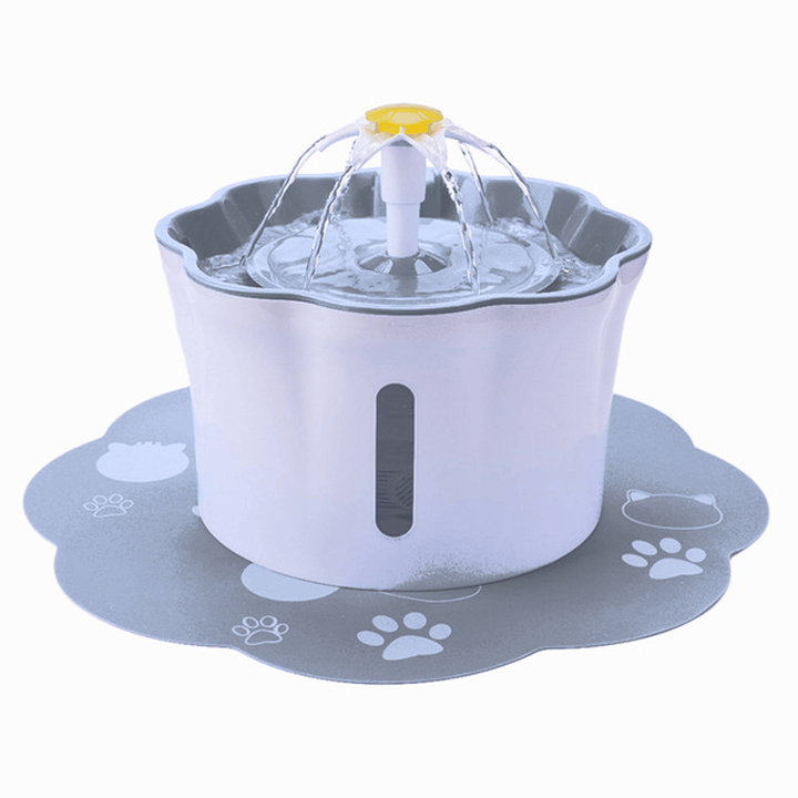 Automatic Pet Drinking Fountain 2.6L DC5V USB Charging Lily Shape-With/Without Mat - Trendha