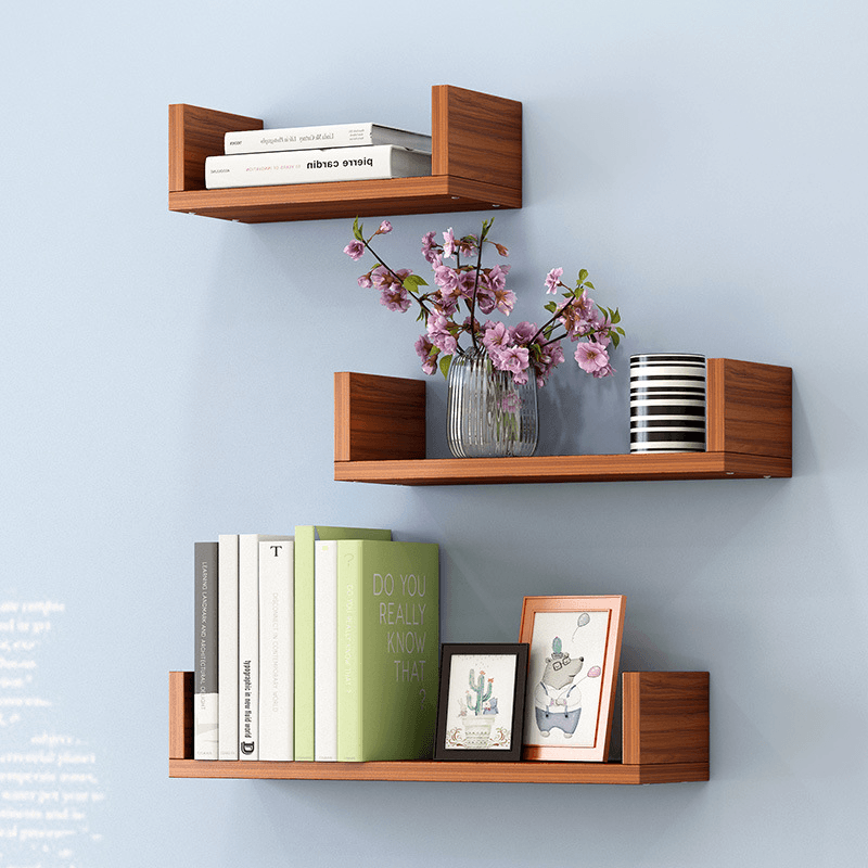 3-In-1 Modern Simple Wall Mounted Bookshelf Creative Nail-Free File Books Racks Wall Display Shelf for Office Home Bedroom Living Room Decorations - Trendha