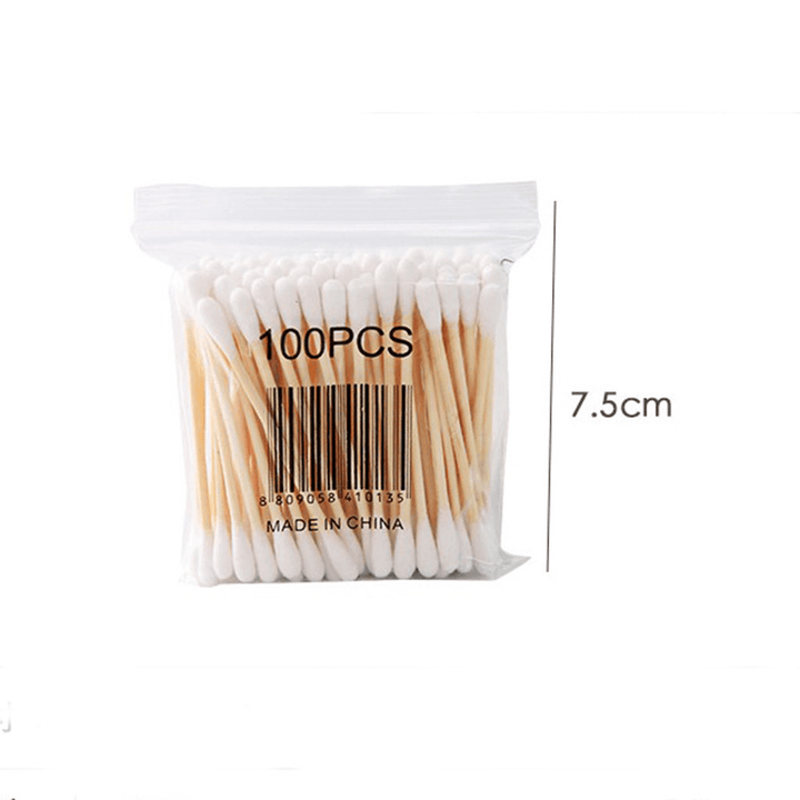 100Pcs Soft Clean Cotton Swab Women Wood Stick Beauty Stick Makeup Cotton Buds Tip for Nose Ears Cleaning Care Tool - Trendha