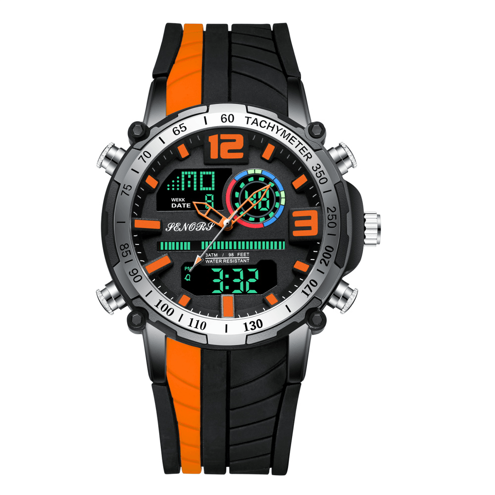 SENORS SN150 Dual Display Digital Watch Outdoor Sport Alarmclock Calendar Chronograph Noctilucent Waterproof Watch - Trendha