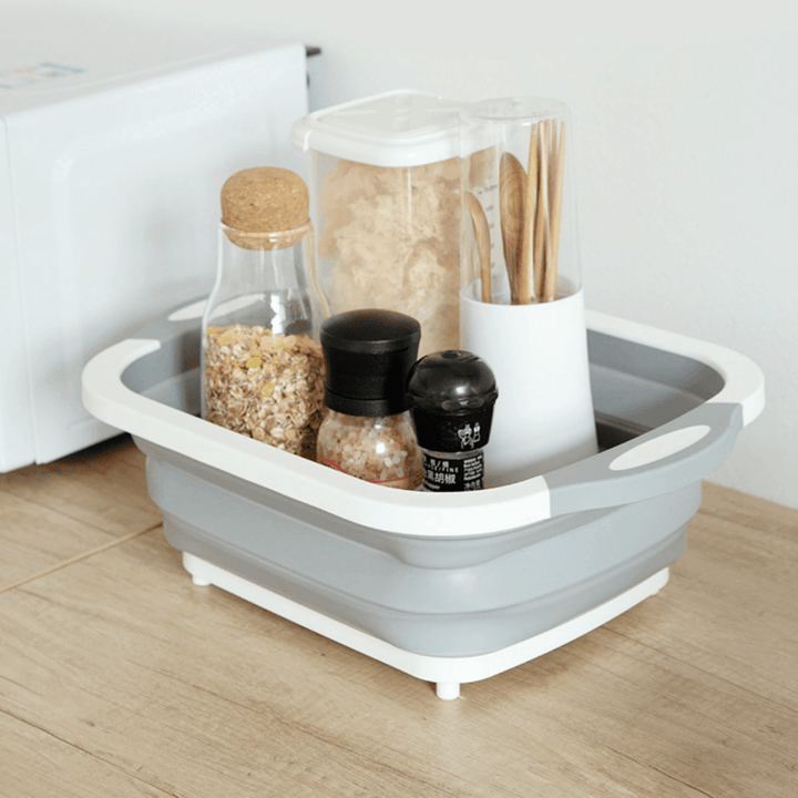 4 in 1 Foldable Multifunctional Board Tool Fruit Vegetables Sink Drain Storage Basket - Trendha