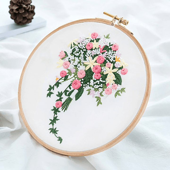 3D Bouquet Flower Printed 3D DIY Embroidery Clothing Fabric Sticker Kits Art Sewing Knitting Package Handmade Beginner DIY - Trendha