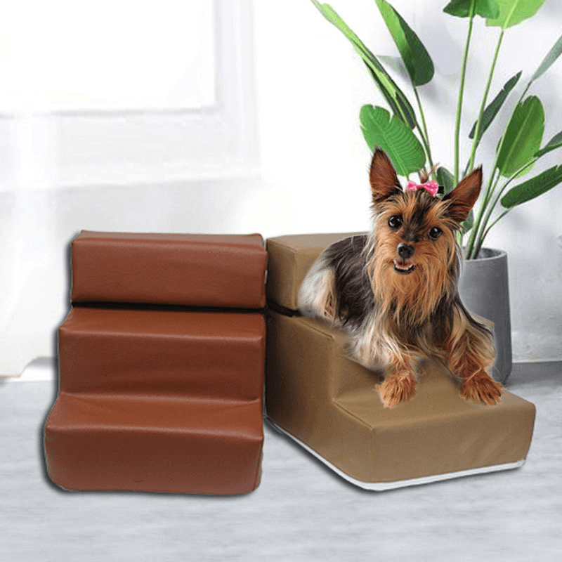 Dog Stairs Leather Pet Ladder Sponge Stairs Dog Teddy on Sofa on Bed Ladder - Trendha