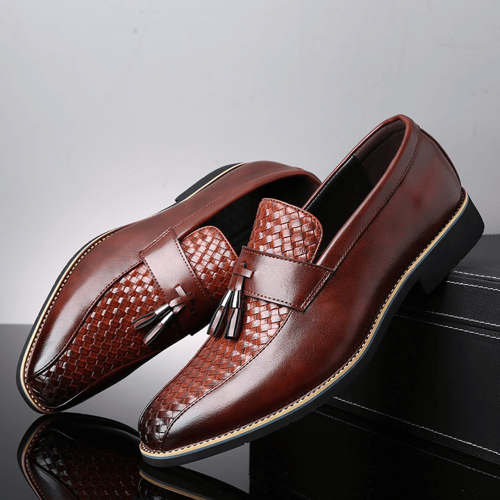 Men Tassel Decor Microfiber Leather Non Slip Business Casual Formal Shoes - Trendha