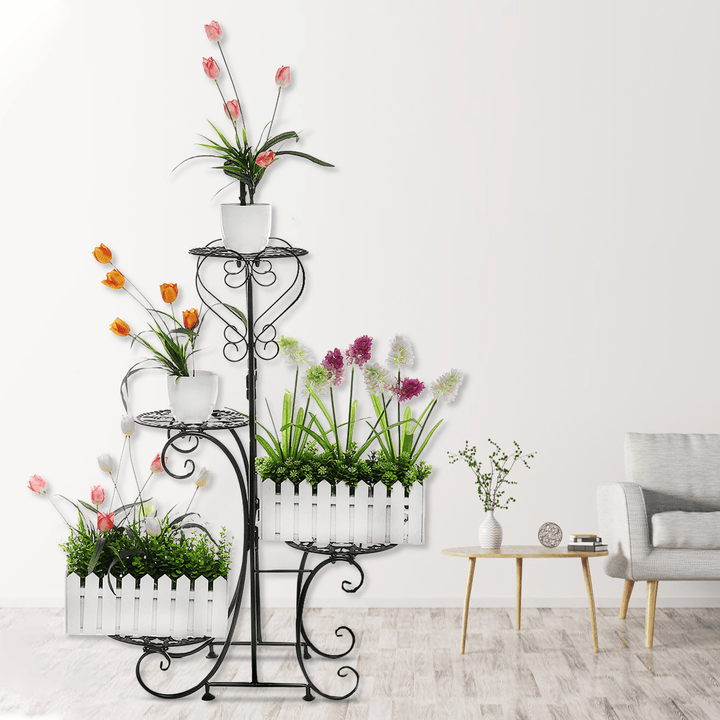 Multi-Layer Flower Stand Ground Plastic Flower Pot Shelf Simple Balcony Floor Hanging Stand - Trendha