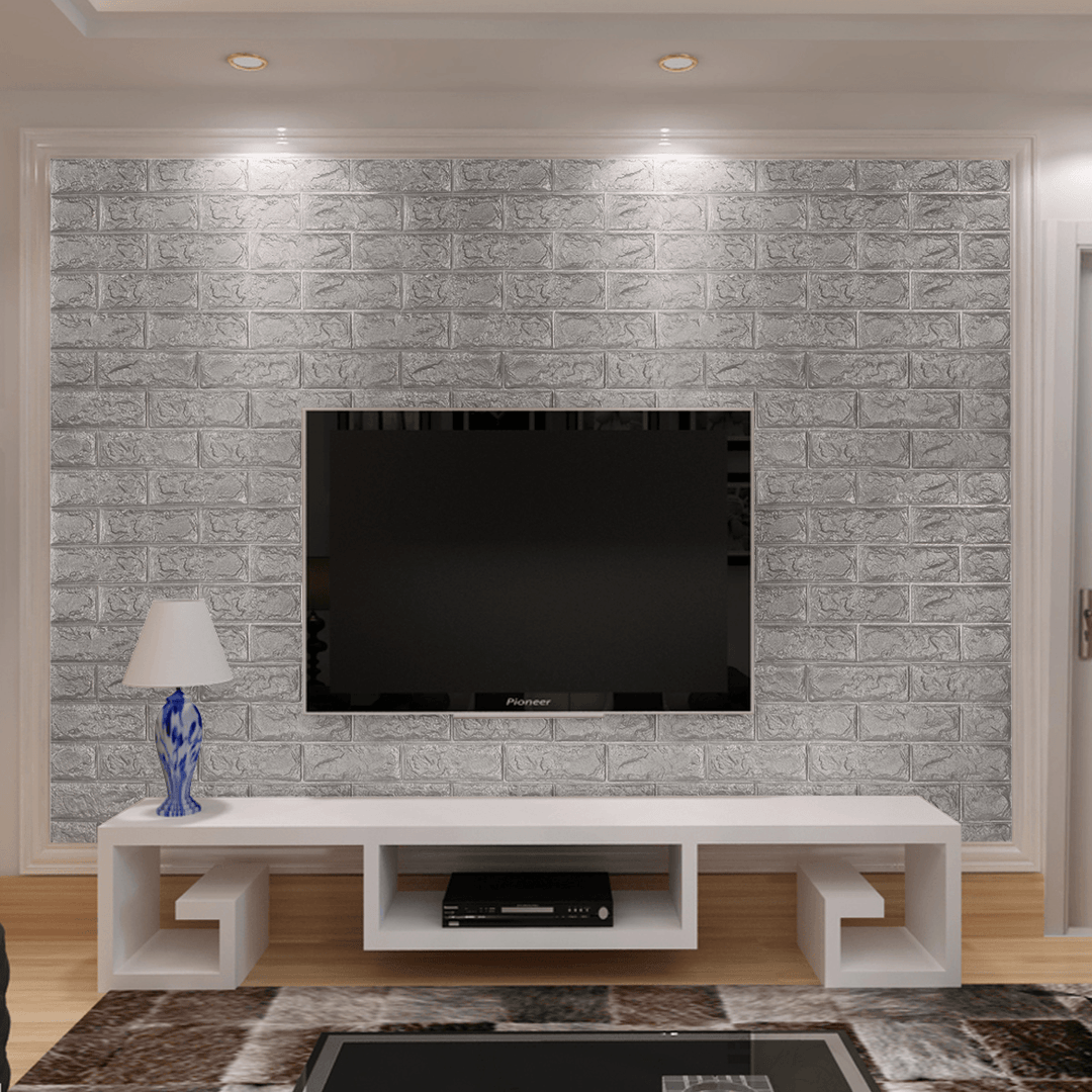 3D Brick Pattern Wallpaper Bedroom Living Room Modern Wall Sticker TV Background Decor - Trendha