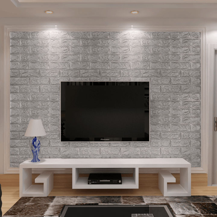 3D Brick Pattern Wallpaper Bedroom Living Room Modern Wall Sticker TV Background Decor - Trendha