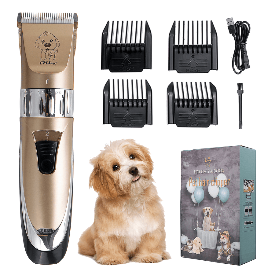 Professional Cat Dog Hair Trimmer Electric Pet Clippers Grooming Low Noise Kit USB Rechargeable - Trendha