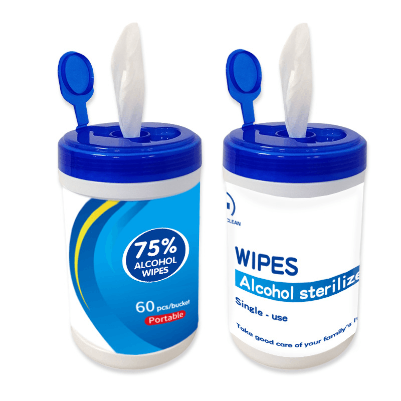 60Pcs Portable 75% Alcohol Wet Wipes Bucket Antiseptic Cleaner Disposable Wet Tissue Paper Sterilization for Personal Care in Travel Outdoor - Trendha