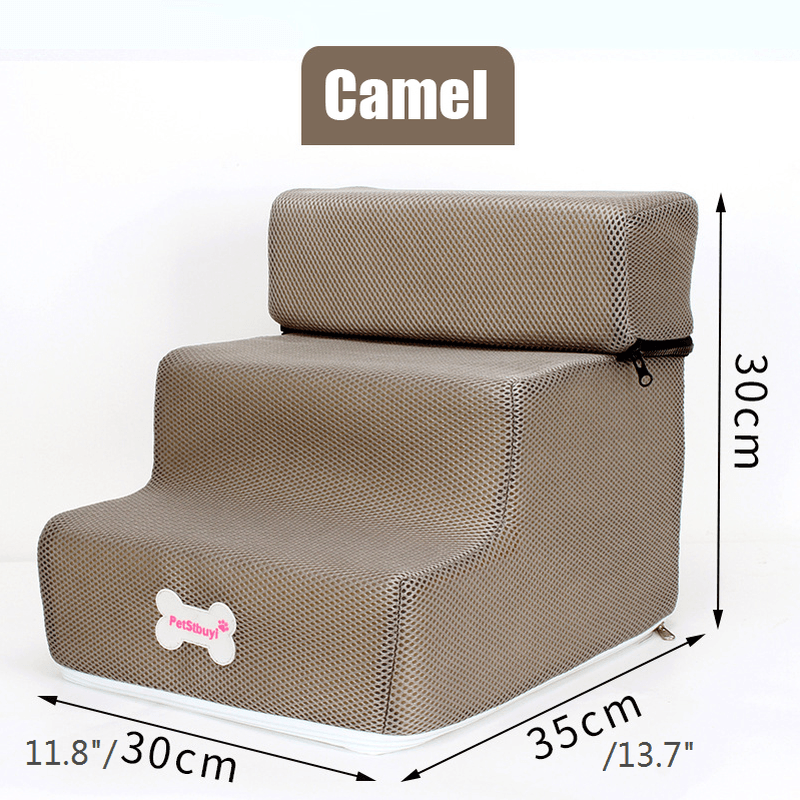 30X35X30Cm 3 Steps Dog Stairs for High Bed Pet Cat Ramp Ladder W/ Removable Top - Trendha