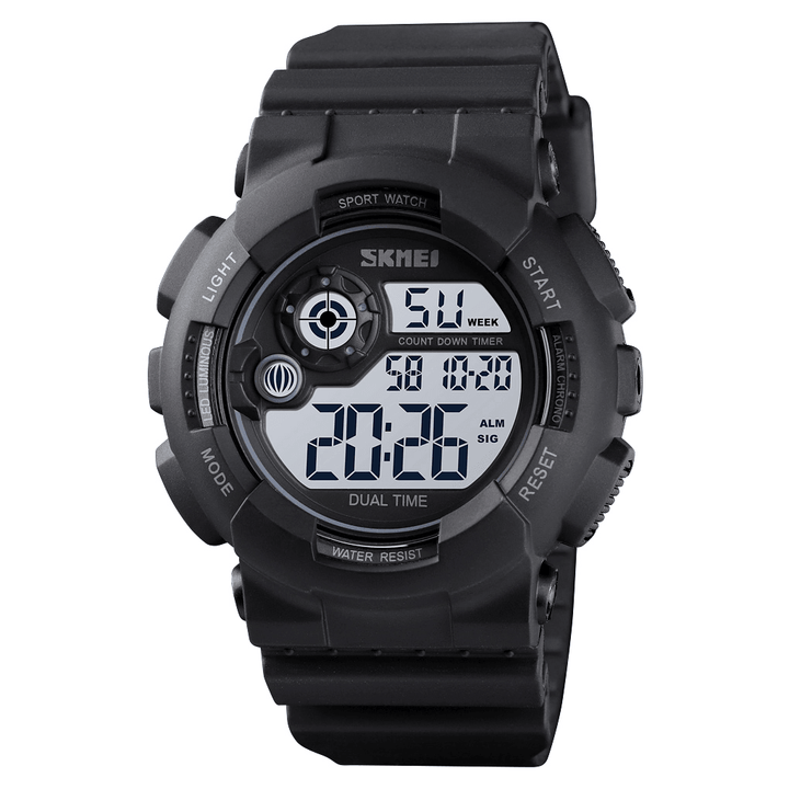 Multifunction Men Watch ABS Case 50M Waterproof Alarm Adjustable PU Strap Luminous Dive Digital Watch - Trendha