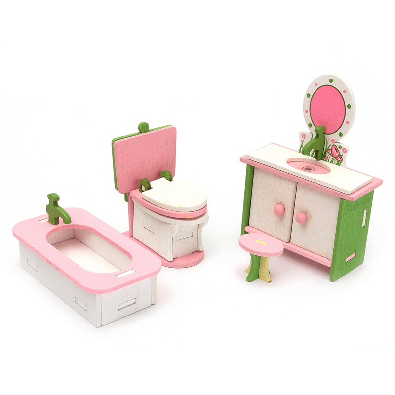 Wooden Furniture Set Doll House Miniature Room Accessories Kids Pretend Play Toy Gift Decor - Trendha