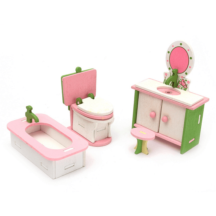 Wooden Furniture Set Doll House Miniature Room Accessories Kids Pretend Play Toy Gift Decor - Trendha
