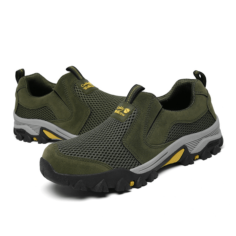 Men Outdoor Mesh Fabric Breathable Soft Casual Hiking Shoes - Trendha