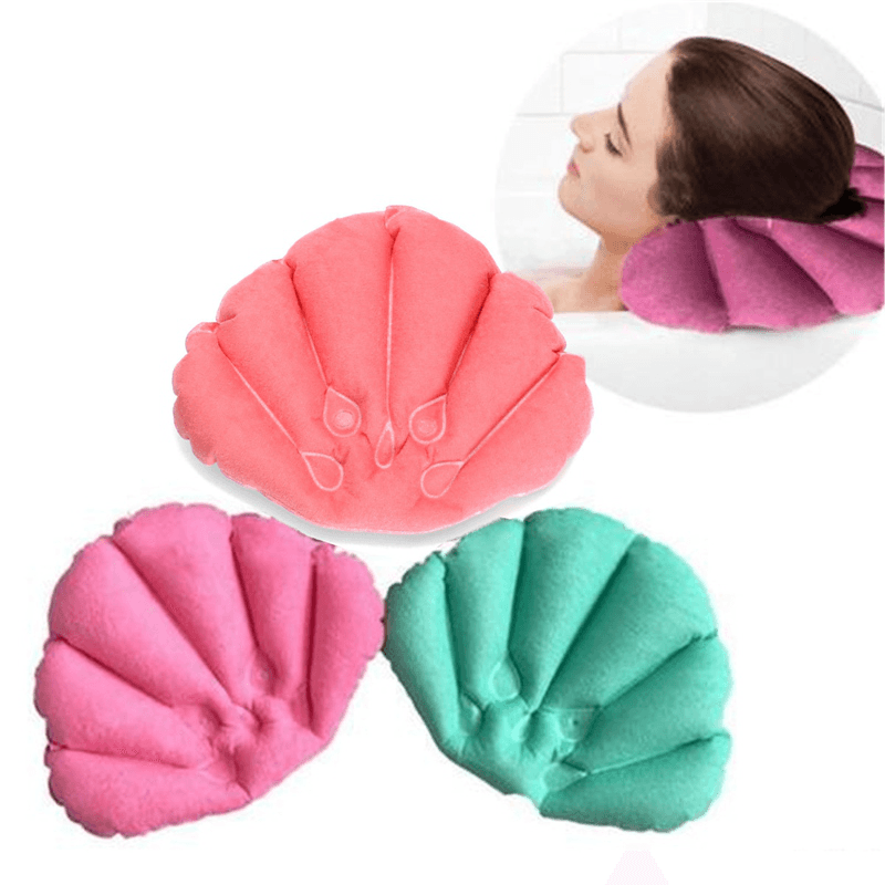 Honana Bathroom Products Home Spa Inflatable Pillow Cups Shell Shaped Neck Bathtub Cushion Random Color Accessories - Trendha
