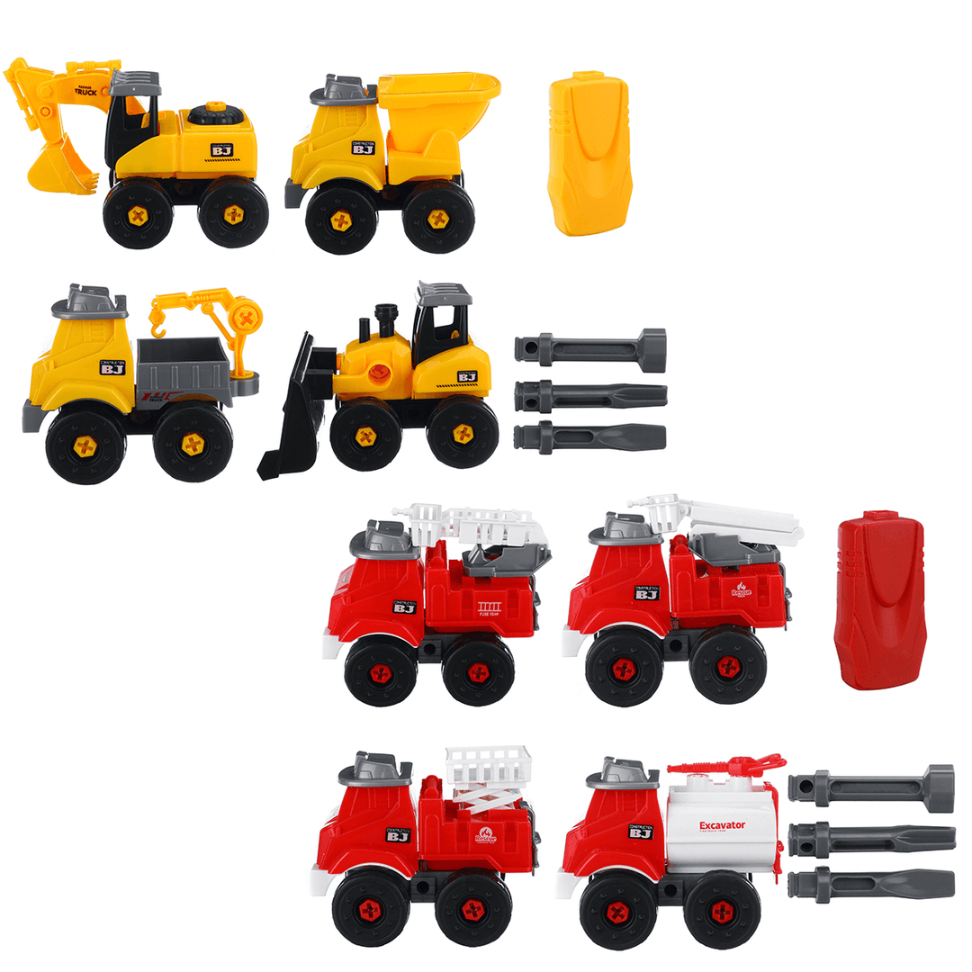 4 IN1 Truck Construction Sliding Vehicle Excavator Detachable Assembly Screw Nut Puzzle DIY Assembly Diecast Car Model Toy Set for Kids Gift - Trendha