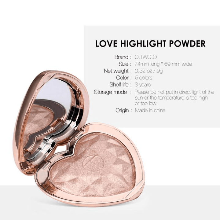 O.TWO.O Highlighters Makeup Powder Natural Shimmer Palette High Gloss Pigments Heart Shape Illuminator Cosmetics - Trendha